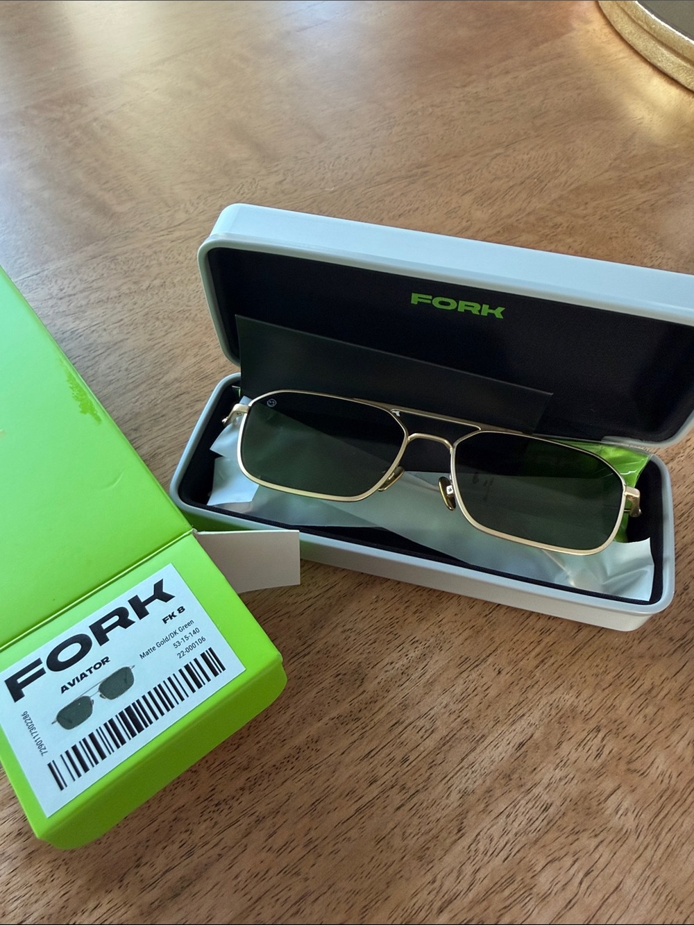 Aviator Sunglasses - Gold Frame with Green Lenses